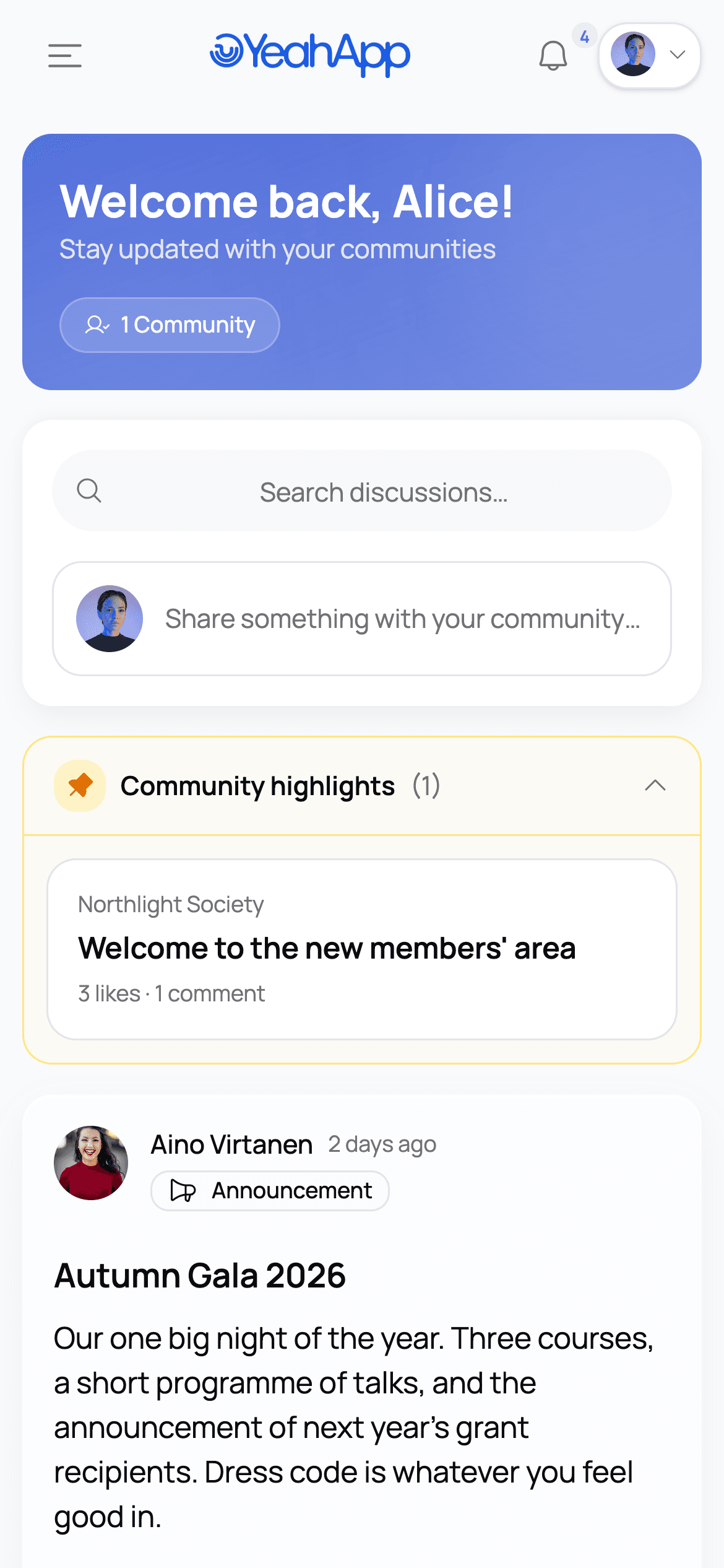 Member feed